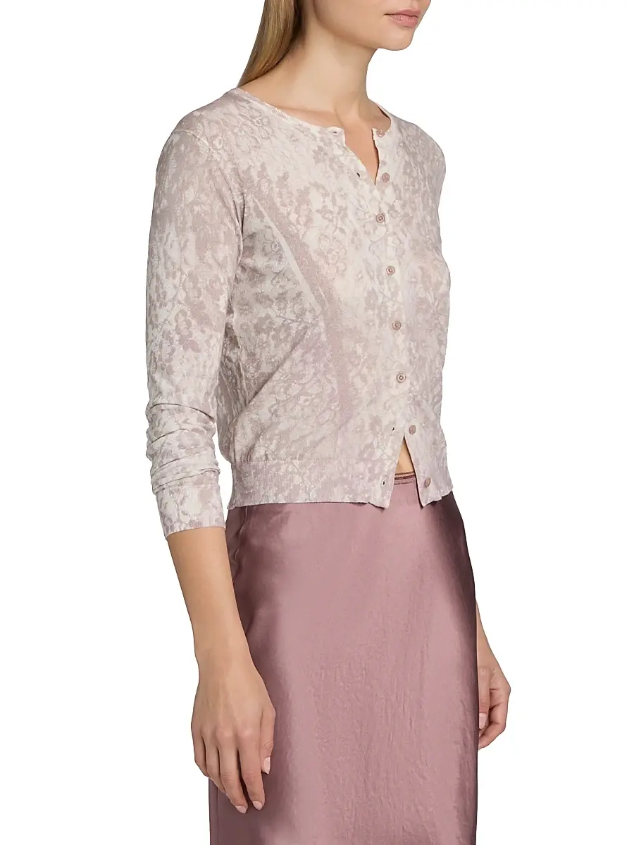Vince Women's Floral Cotton-Blend Cardigan | Thumbnail 4 Vince Women's Floral Cotton-Blend Cardigan | Thumbnail 4