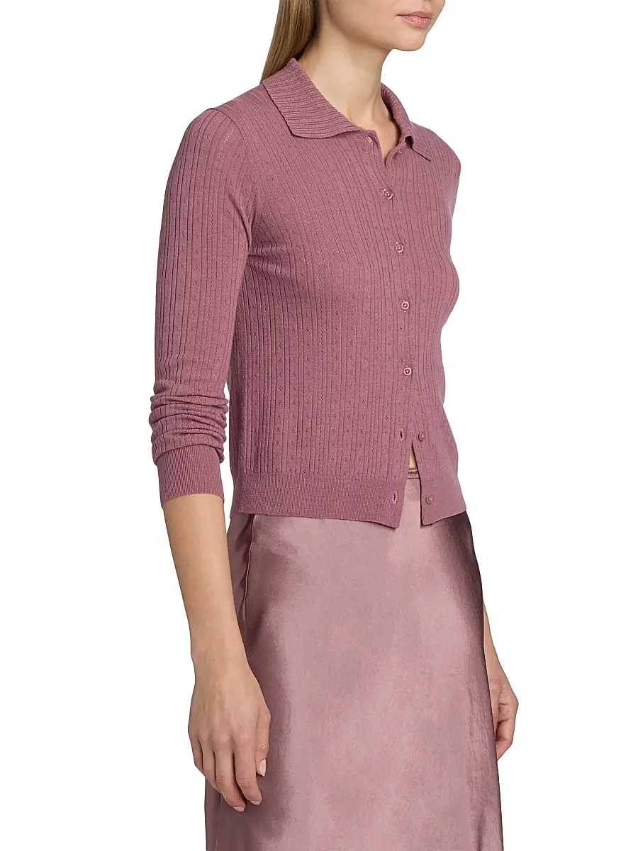 Vince Women's Pointelle Wool Cardigan | Thumbnail 4 Vince Women's Pointelle Wool Cardigan | Thumbnail 4