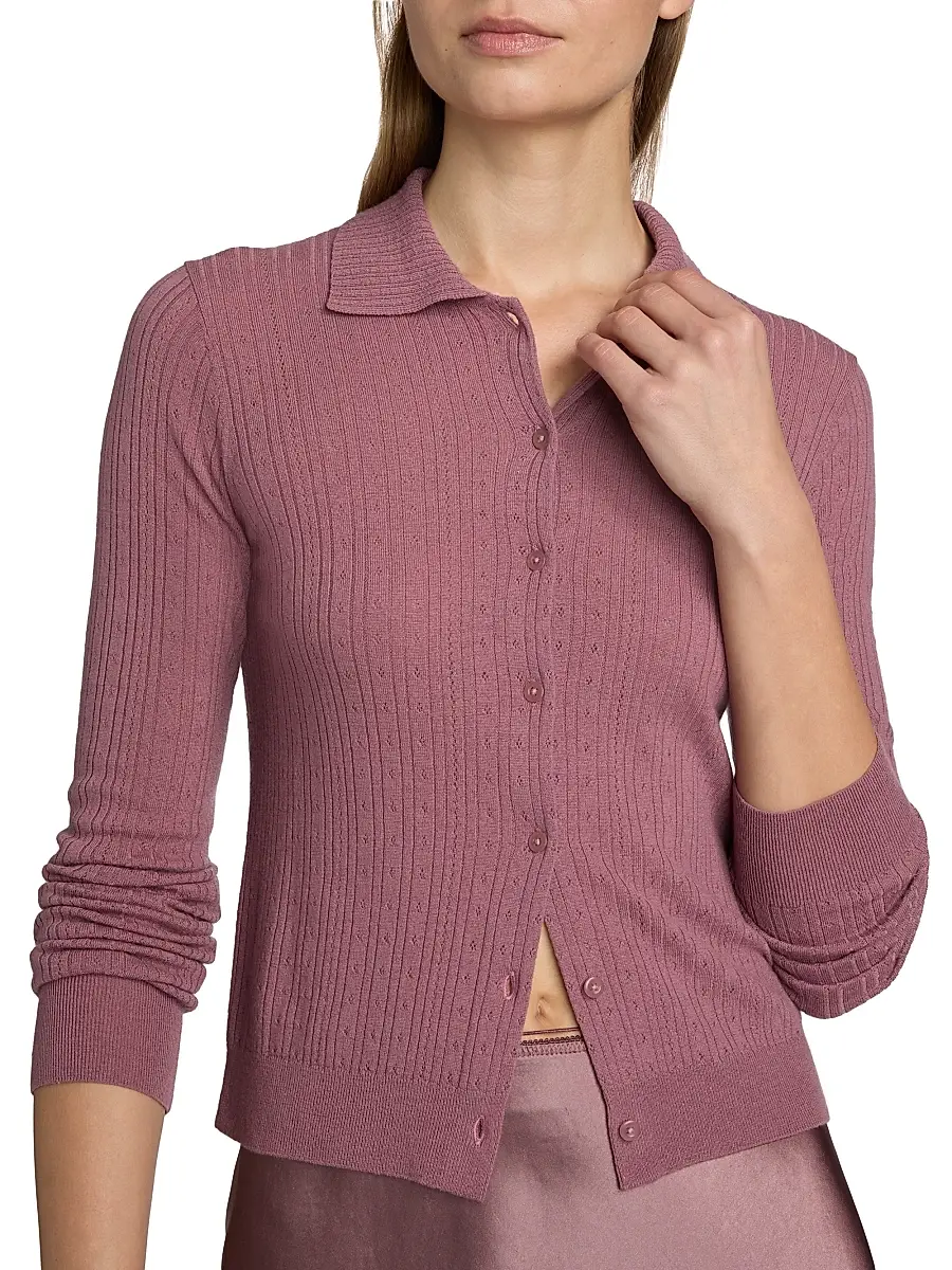 Vince Women's Pointelle Wool Cardigan | Thumbnail 6 Vince Women's Pointelle Wool Cardigan | Thumbnail 6
