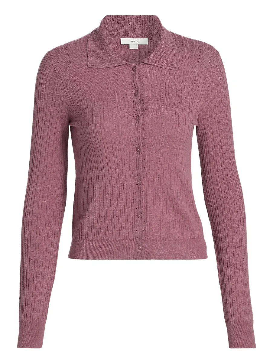 Women's Pointelle Wool Cardigan Women's Pointelle Wool Cardigan