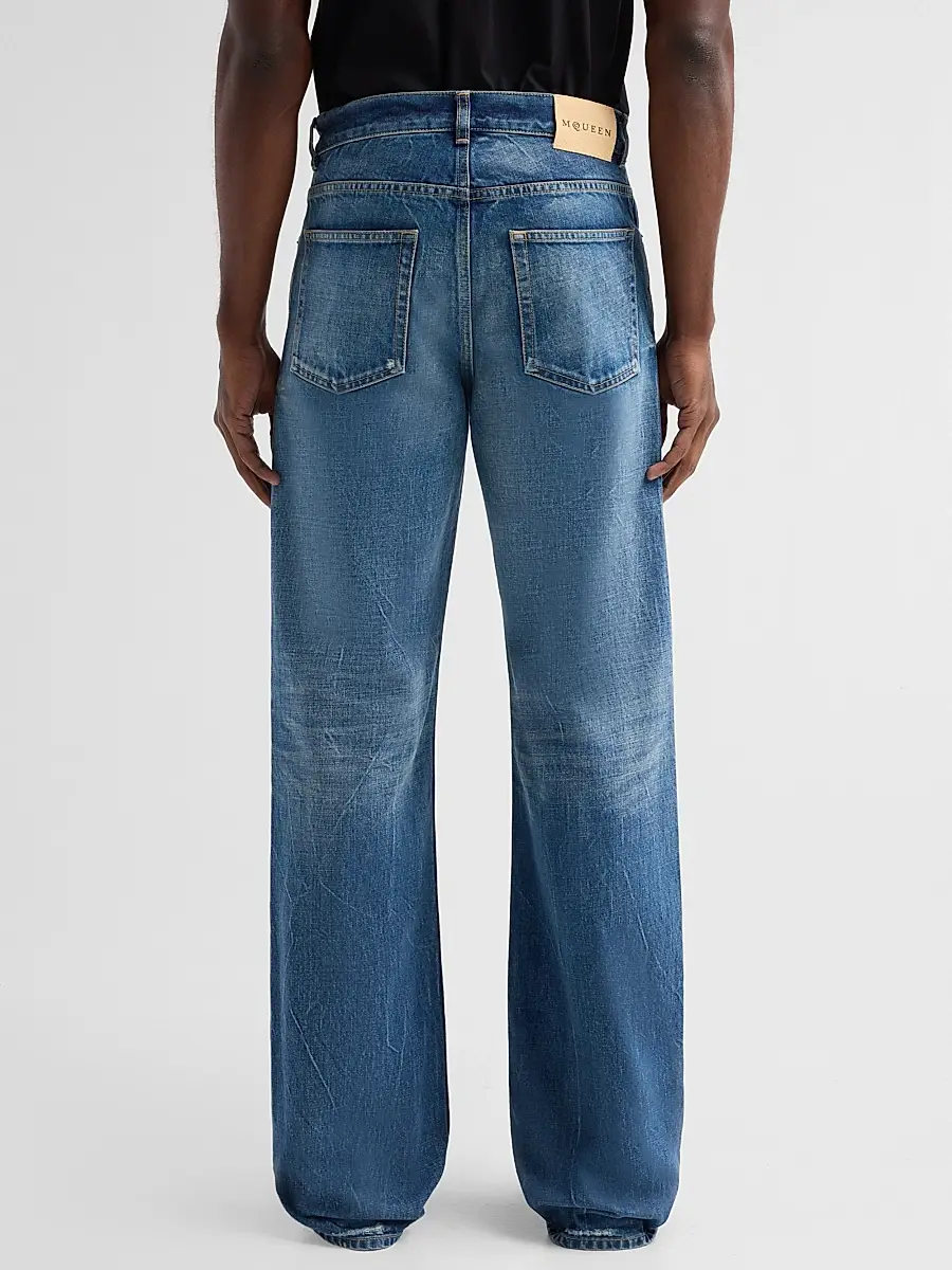Alexander McQueen Men's Five-Pocket Relaxed-Fit Jeans | Thumbnail 3