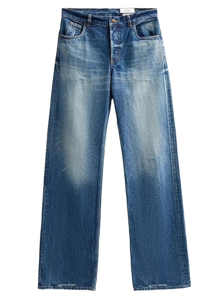Alexander McQueen Men's Five-Pocket Relaxed-Fit Jeans - Blue Washed - Size 38 | Image 1 Alexander McQueen Men's Five-Pocket Relaxed-Fit Jeans - Blue Washed - Size 38 | Image 1