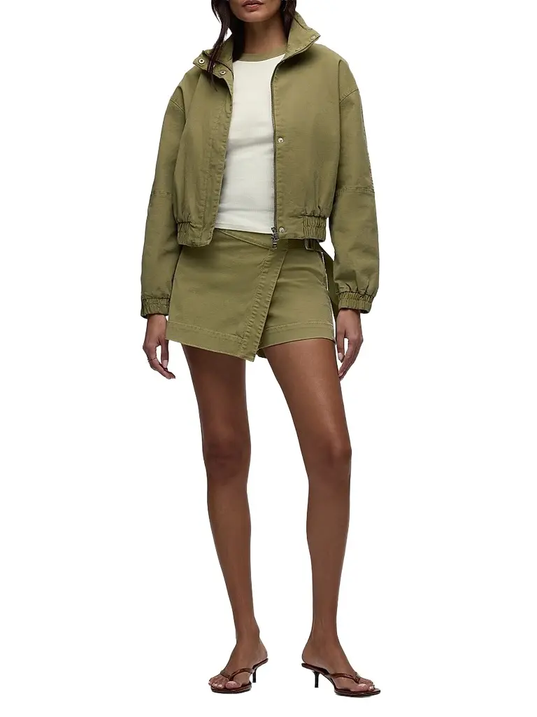 Hudson Jeans Women's Sporty Cotton-Blend Bomber Jacket - Dried Herb | Image 1 Hudson Jeans Women's Sporty Cotton-Blend Bomber Jacket - Dried Herb | Image 1