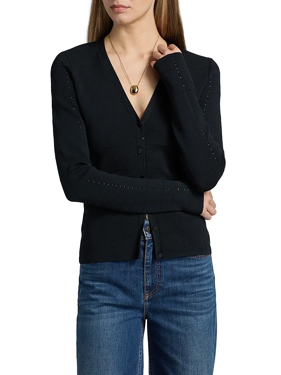 Ramy Brook Women's Astra Pointelle-Knit Cardigan | Thumbnail 3