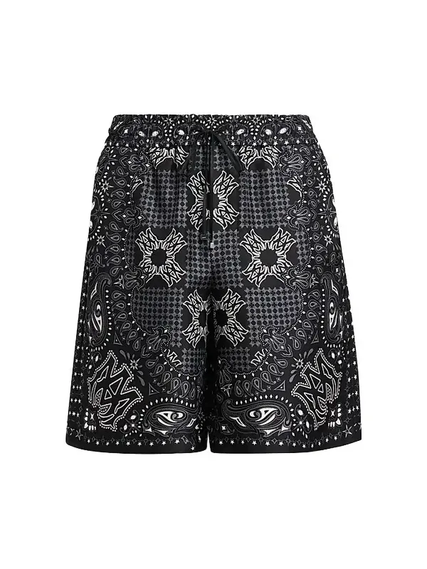 Men's Printed Silk Drawstring Shorts