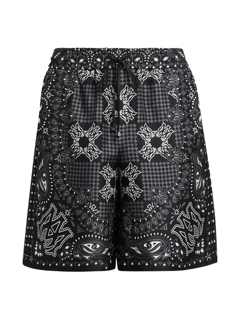Men's Printed Silk Drawstring Shorts Men's Printed Silk Drawstring Shorts