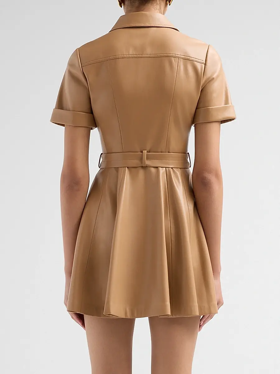 Alice + Olivia Women's Lucy Faux Leather Belted Mini Shirtdress | Thumbnail 3 Alice + Olivia Women's Lucy Faux Leather Belted Mini Shirtdress | Thumbnail 3
