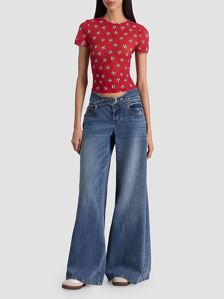 Alice + Olivia Women's Tess Soccer-Print T-Shirt | Thumbnail 2 Alice + Olivia Women's Tess Soccer-Print T-Shirt | Thumbnail 2