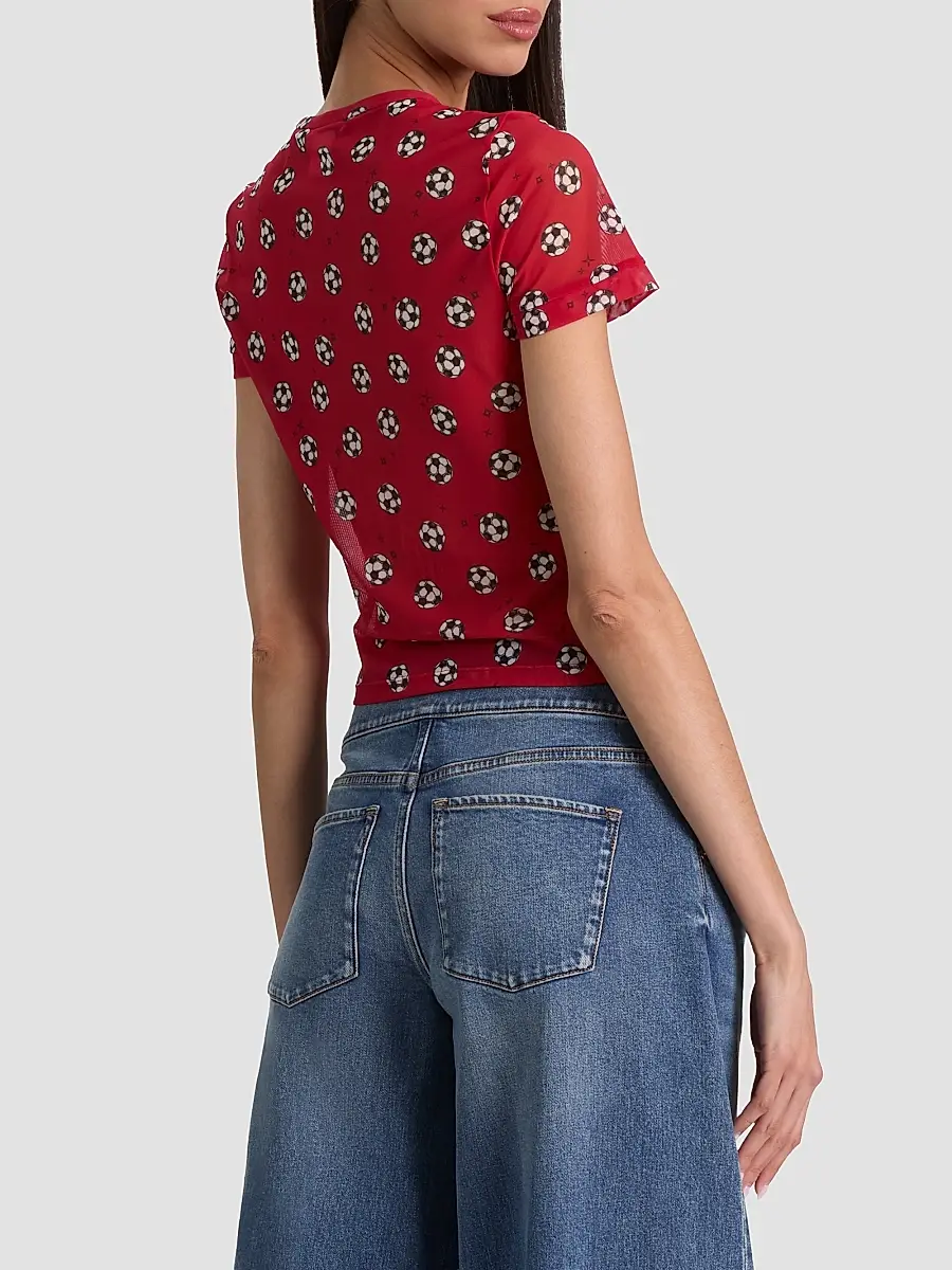 Alice + Olivia Women's Tess Soccer-Print T-Shirt | Thumbnail 3 Alice + Olivia Women's Tess Soccer-Print T-Shirt | Thumbnail 3