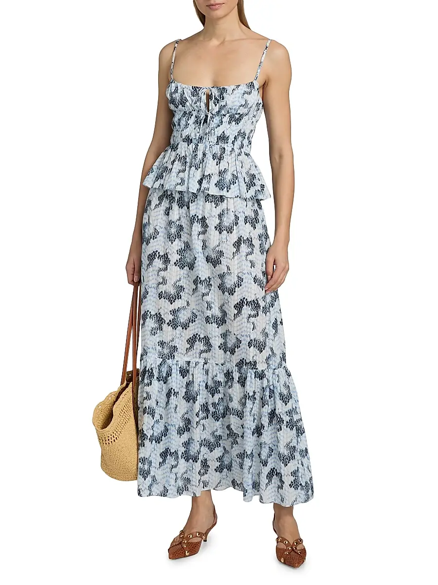 Ulla Johnson Women's Anya Ikat-Inspired Cinched Cotton-Blend Top | Thumbnail 2