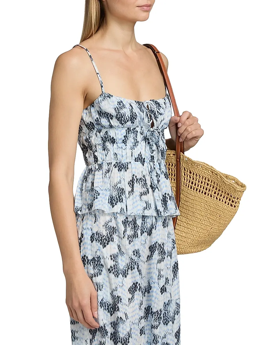 Ulla Johnson Women's Anya Ikat-Inspired Cinched Cotton-Blend Top | Thumbnail 4