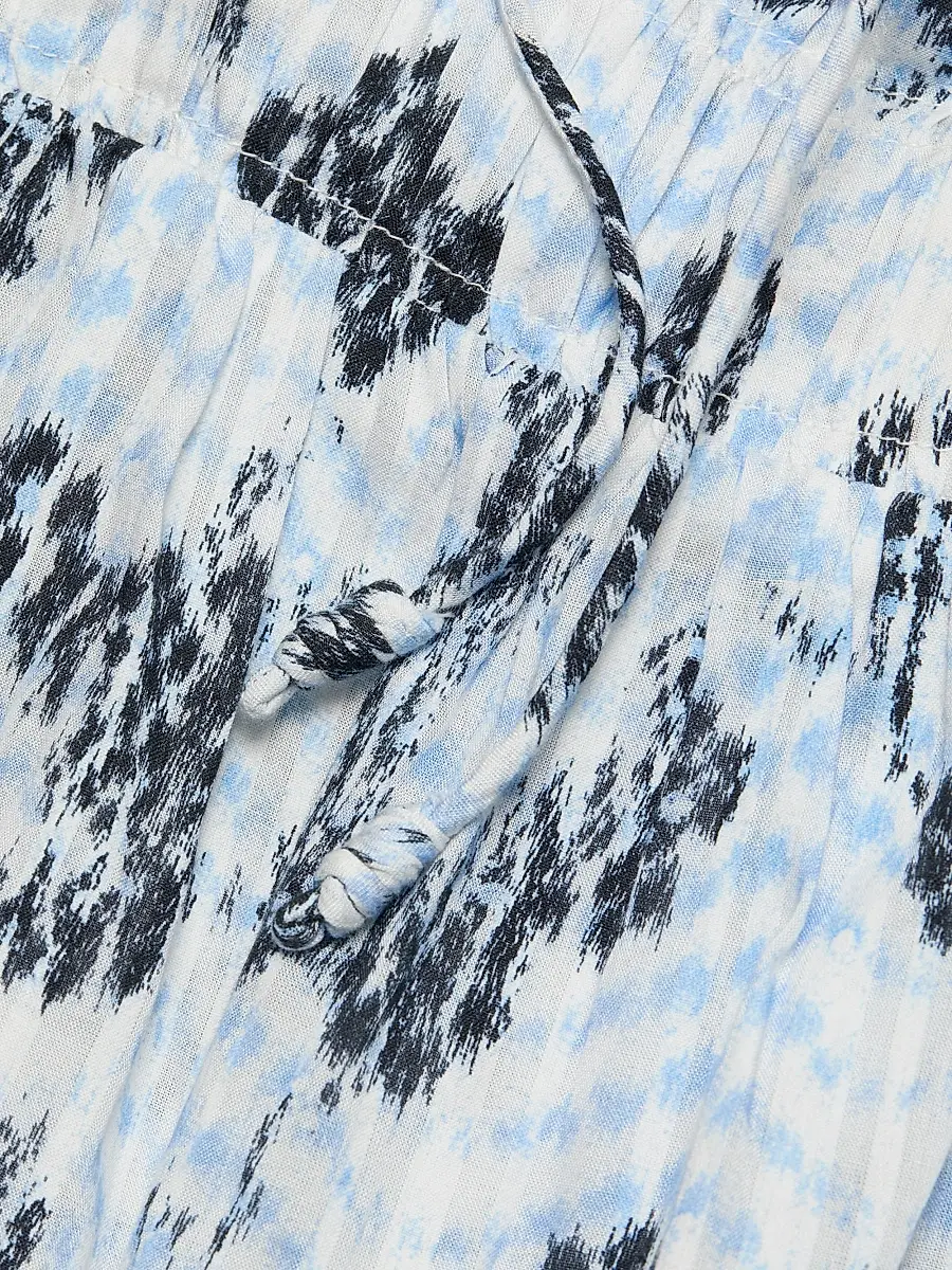 Ulla Johnson Women's Anya Ikat-Inspired Cinched Cotton-Blend Top | Thumbnail 7