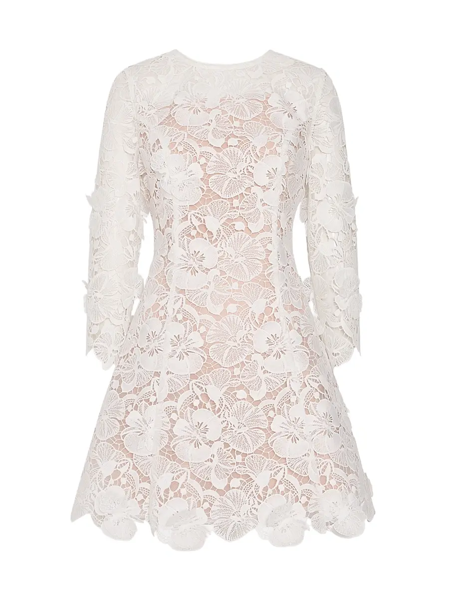 Milly Women's Emmie Lace Minidress - Off White - Size 10 | Image 1 Milly Women's Emmie Lace Minidress - Off White - Size 10 | Image 1