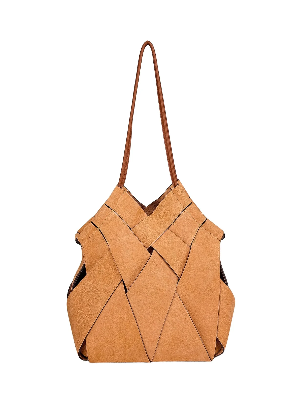 Women's Charlotte Basket-Weave Suede Tote Bag