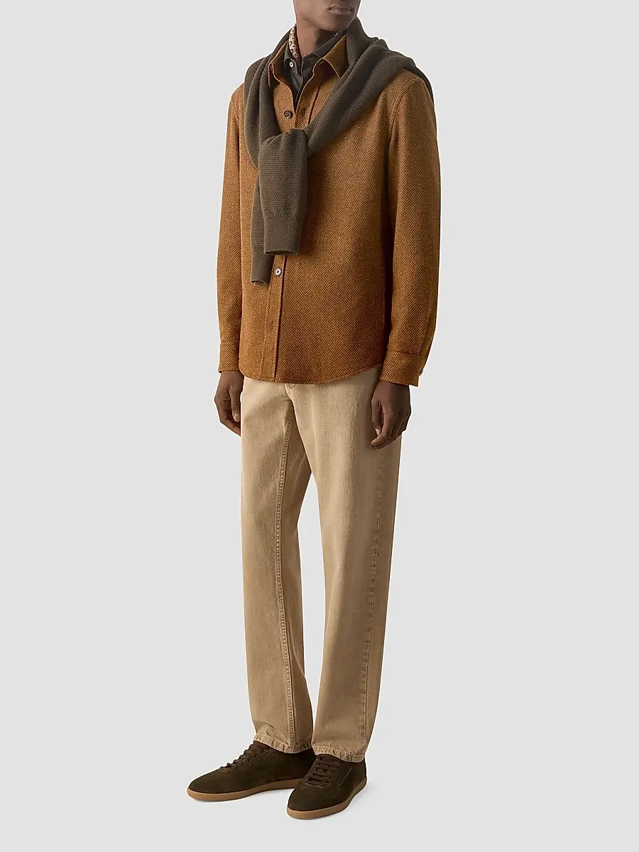 Zegna Men's Cashmere and Silk Overshirt - Dark Foliage | Thumbnail 2