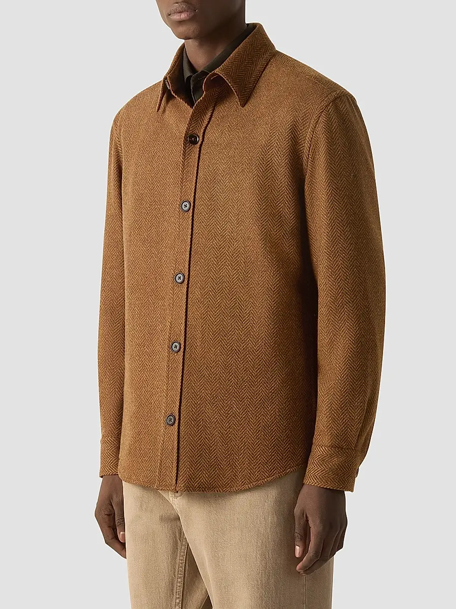 Zegna Men's Cashmere and Silk Overshirt - Dark Foliage | Thumbnail 3