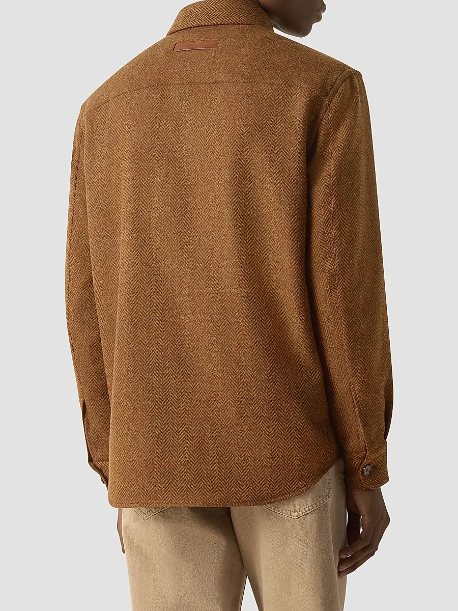 Zegna Men's Cashmere and Silk Overshirt - Dark Foliage | Thumbnail 4