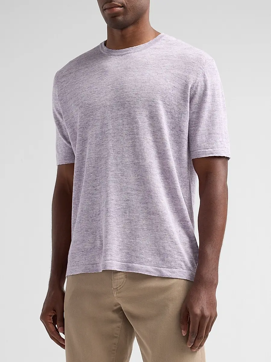 Saks Fifth Avenue Men's Linen Crewneck T-Shirt | Thumbnail 4 Saks Fifth Avenue Men's Linen Crewneck T-Shirt | Thumbnail 4