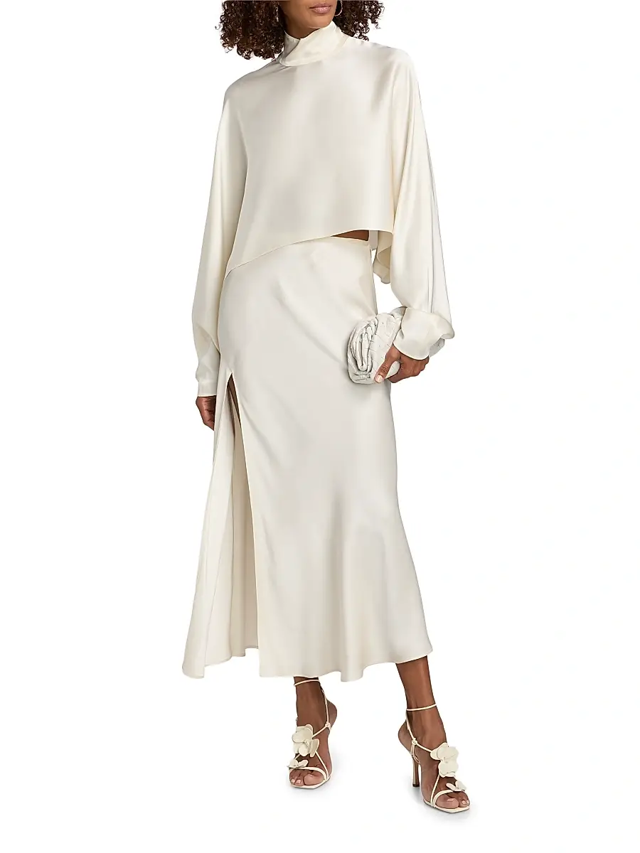 Lapointe Women's Satin Caftan Crop Top | Thumbnail 2 Lapointe Women's Satin Caftan Crop Top | Thumbnail 2