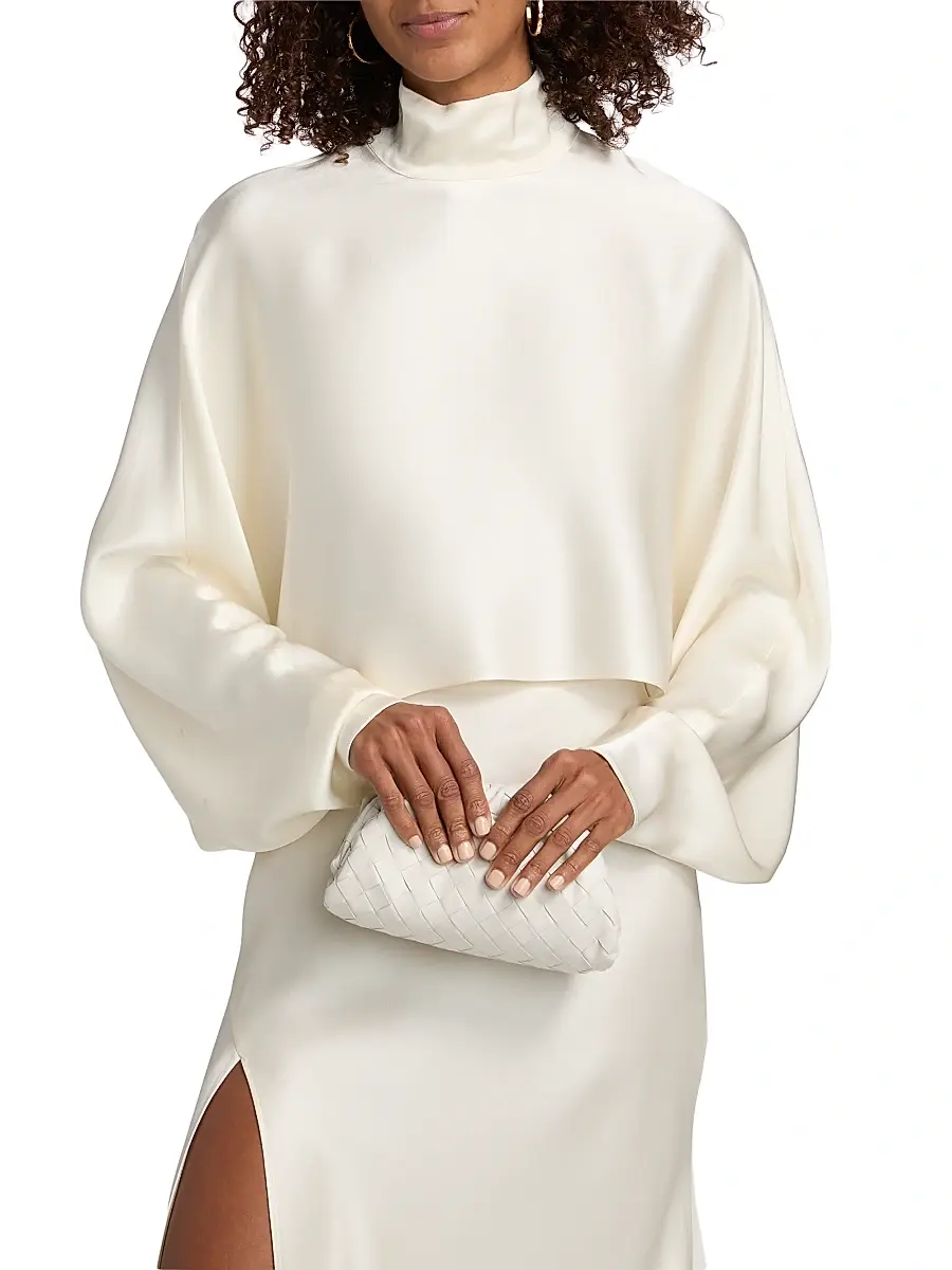 Lapointe Women's Satin Caftan Crop Top | Thumbnail 3 Lapointe Women's Satin Caftan Crop Top | Thumbnail 3