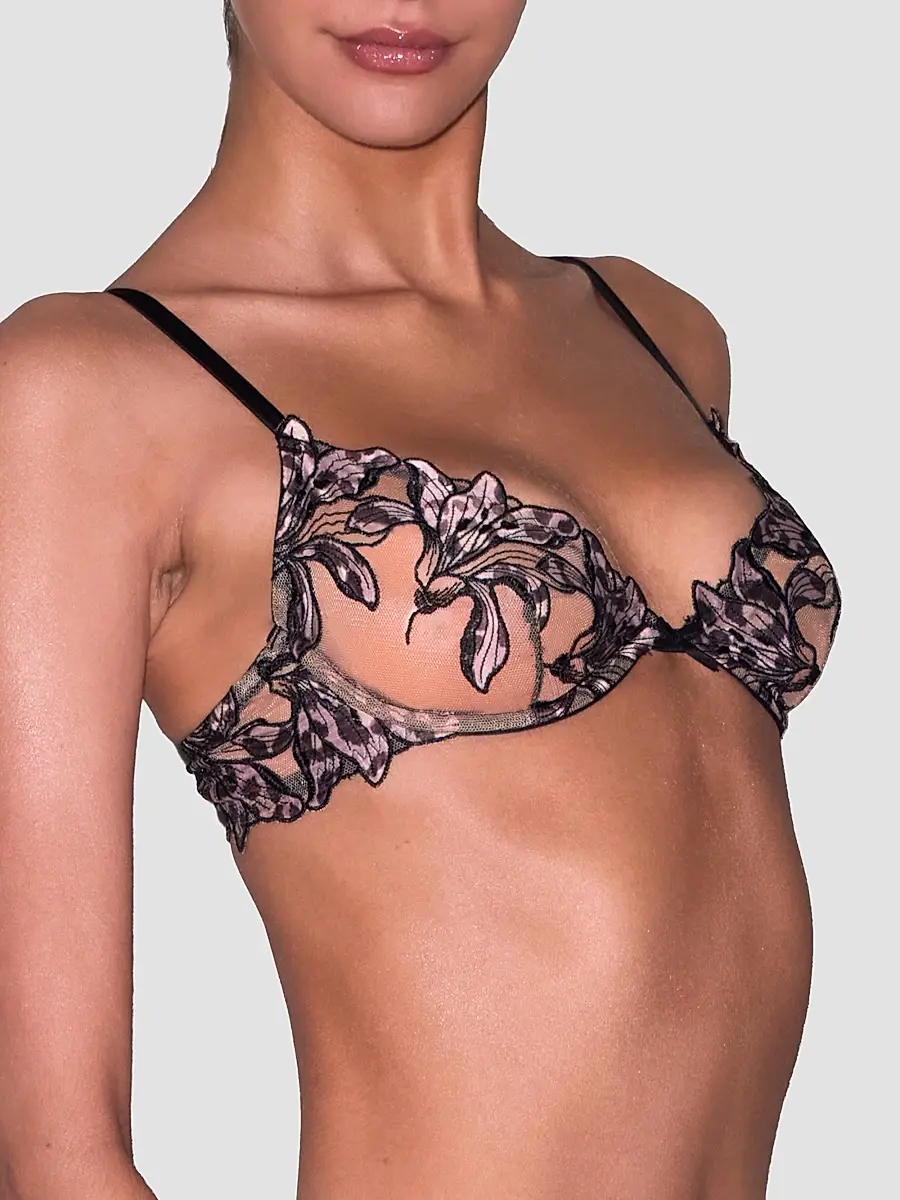 Fleur du Mal Women's Lily Embroidered Demi Bra | Thumbnail 5 Fleur du Mal Women's Lily Embroidered Demi Bra | Thumbnail 5