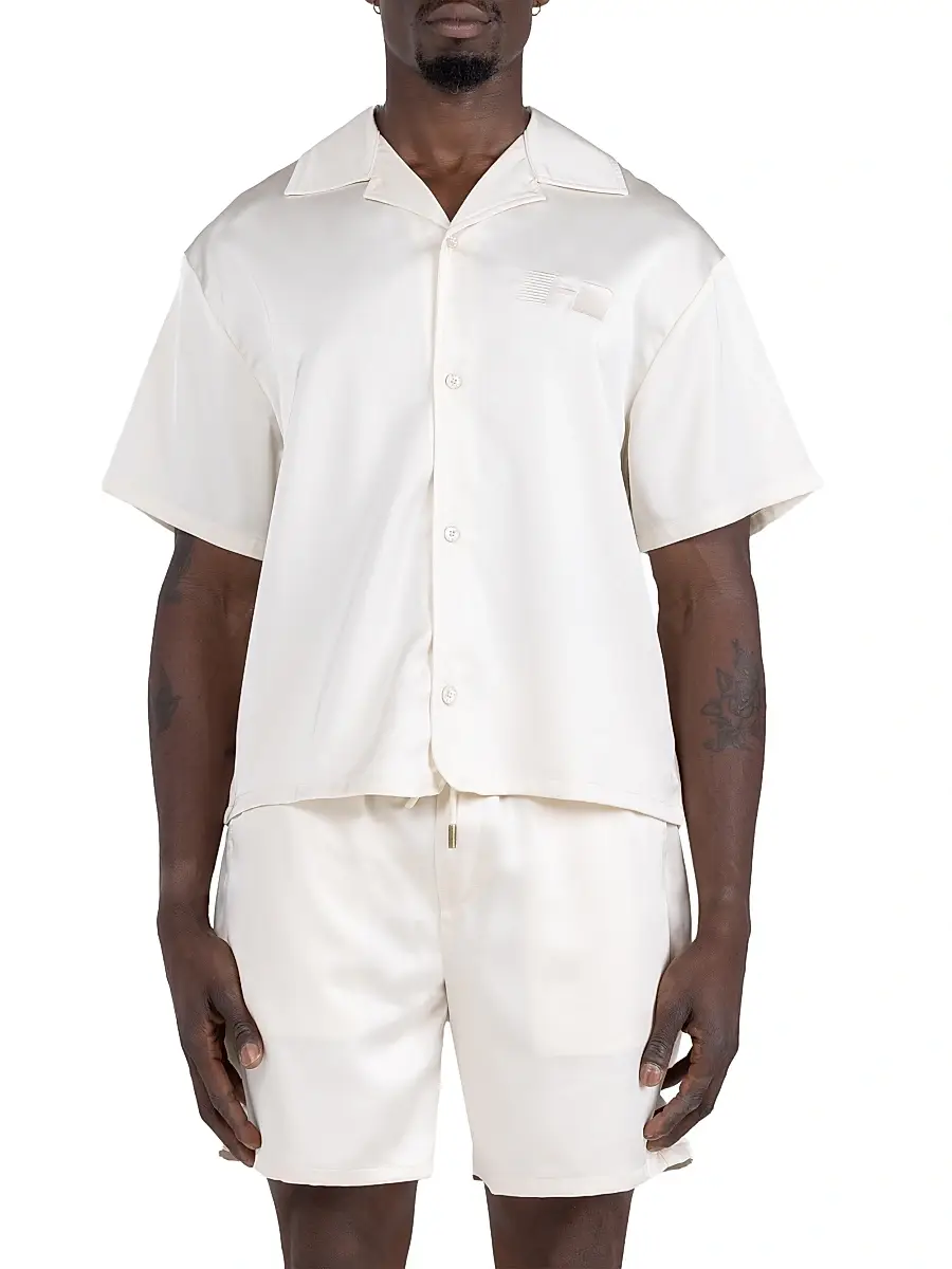 Honor The Gift Men's Logo Satin Camp Shirt - Sand - Size XXL | Image 1 Honor The Gift Men's Logo Satin Camp Shirt - Sand - Size XXL | Image 1