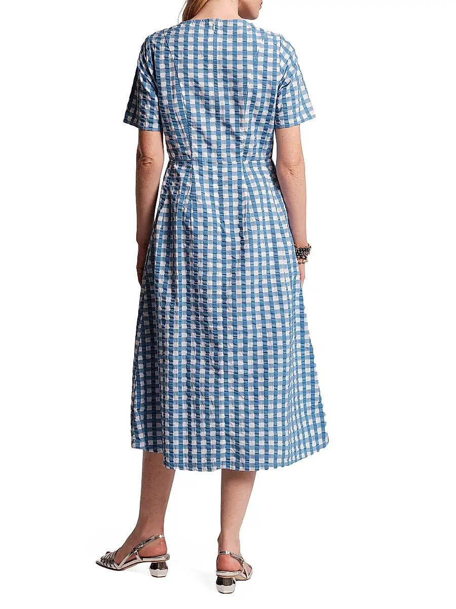 Frances Valentine Women's Michelle Floral Appliqué Gingham Midi-Dress | Thumbnail 2