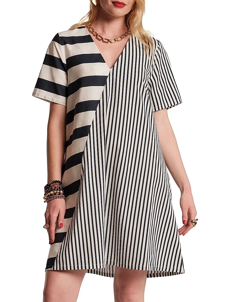 Frances Valentine Women's Schooner Splice Striped Minidress - Navy Oyster - Size XL | Image 1 Frances Valentine Women's Schooner Splice Striped Minidress - Navy Oyster - Size XL | Image 1