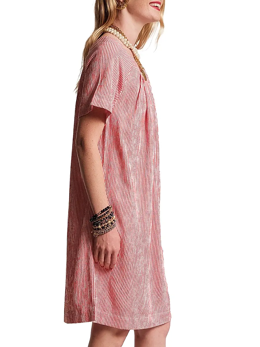 Frances Valentine Women's Easy Pleated Seersucker Dress | Thumbnail 2
