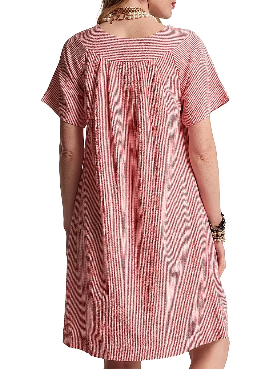 Frances Valentine Women's Easy Pleated Seersucker Dress | Thumbnail 3