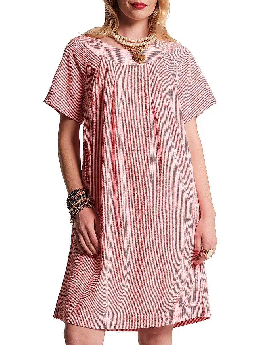 Frances Valentine Women's Easy Pleated Seersucker Dress | Image 1 Frances Valentine Women's Easy Pleated Seersucker Dress | Image 1