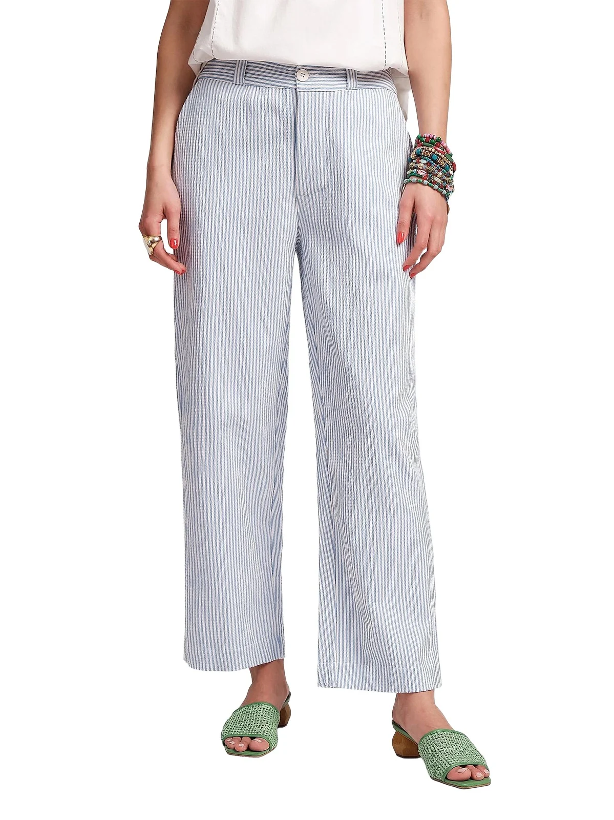 Frances Valentine Women's Coleman Seersucker Relaxed-Fit Pants