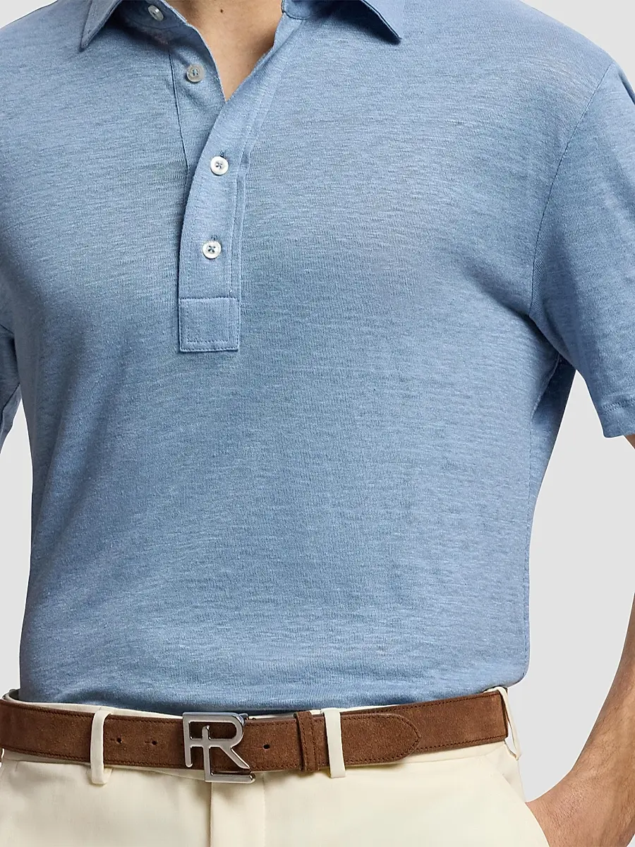 Ralph Lauren Purple Label Men's Stacked R-Buckle Suede Belt | Thumbnail 2 Ralph Lauren Purple Label Men's Stacked R-Buckle Suede Belt | Thumbnail 2