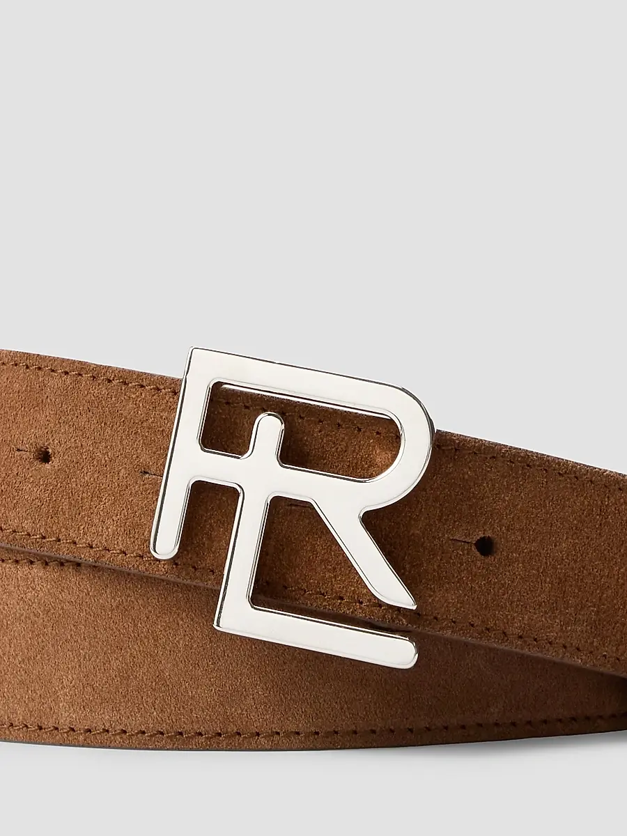 Ralph Lauren Purple Label Men's Stacked R-Buckle Suede Belt | Thumbnail 4 Ralph Lauren Purple Label Men's Stacked R-Buckle Suede Belt | Thumbnail 4