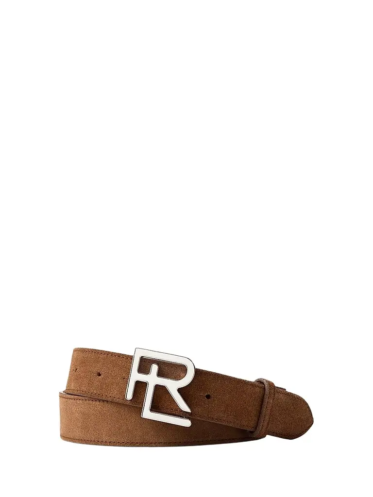 Ralph Lauren Purple Label Men's Stacked R-Buckle Suede Belt - Honey Brown - Size 42 | Image 1 Ralph Lauren Purple Label Men's Stacked R-Buckle Suede Belt - Honey Brown - Size 42 | Image 1