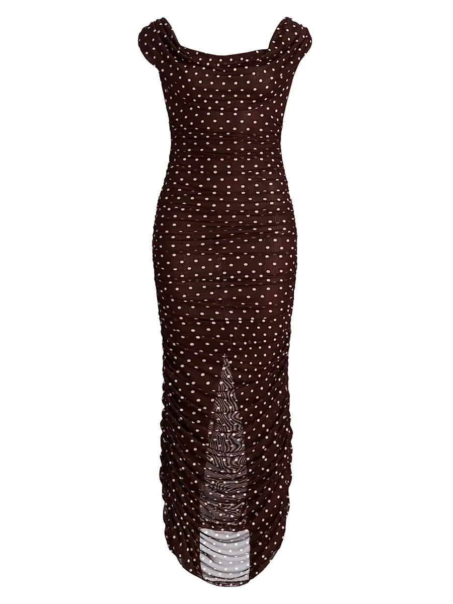 BLACK HALO Women's Evangeline Polka Dot Maxi Dress - Cocoa Dot | Image 1 BLACK HALO Women's Evangeline Polka Dot Maxi Dress - Cocoa Dot | Image 1