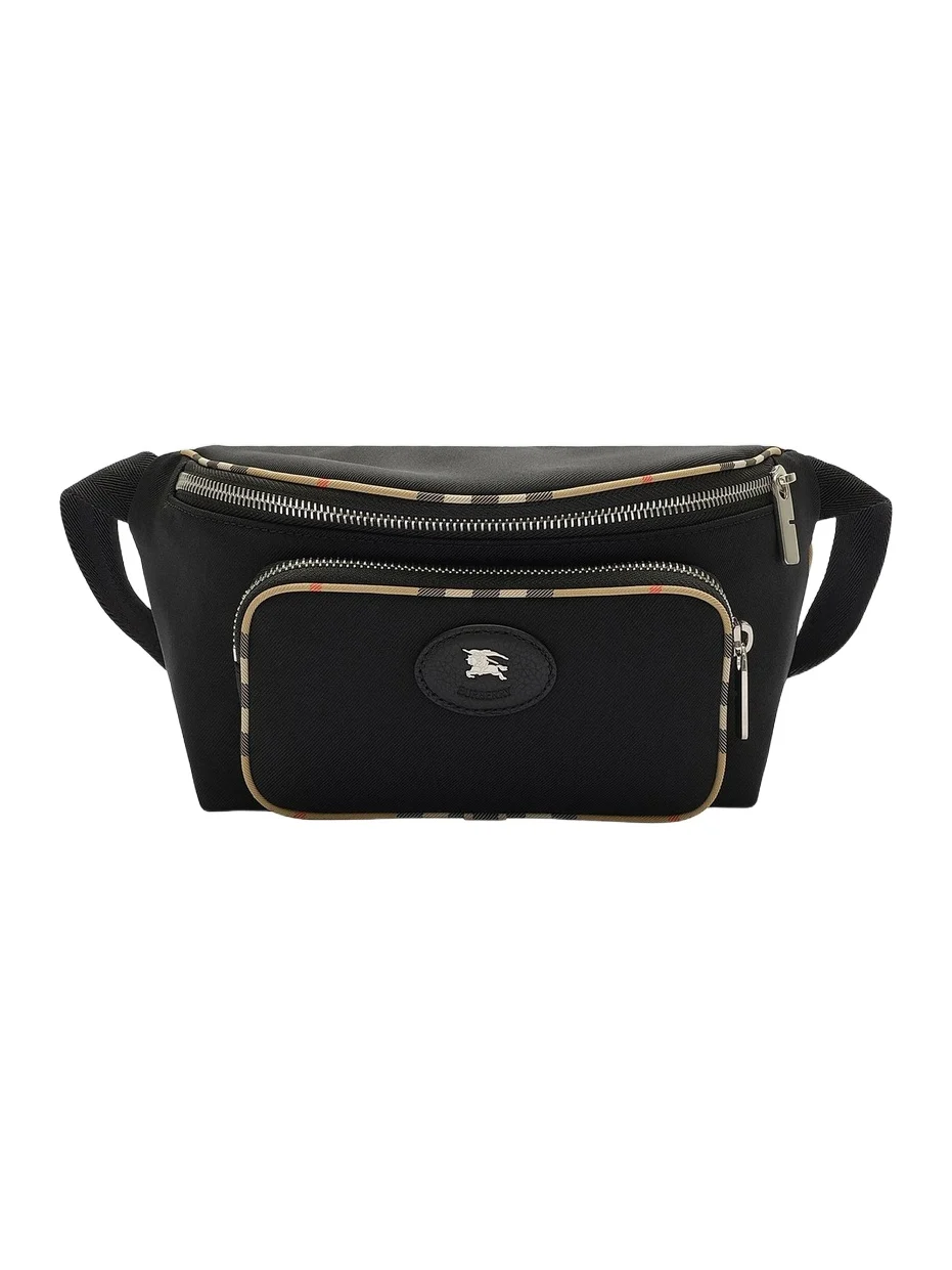 Burberry Men's EKD Stamp Check-Trim Belt Bag