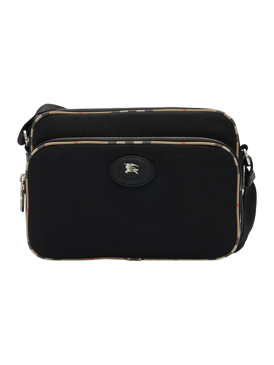 Burberry Men's EKD Stamp Check-Trim Crossbody Bag