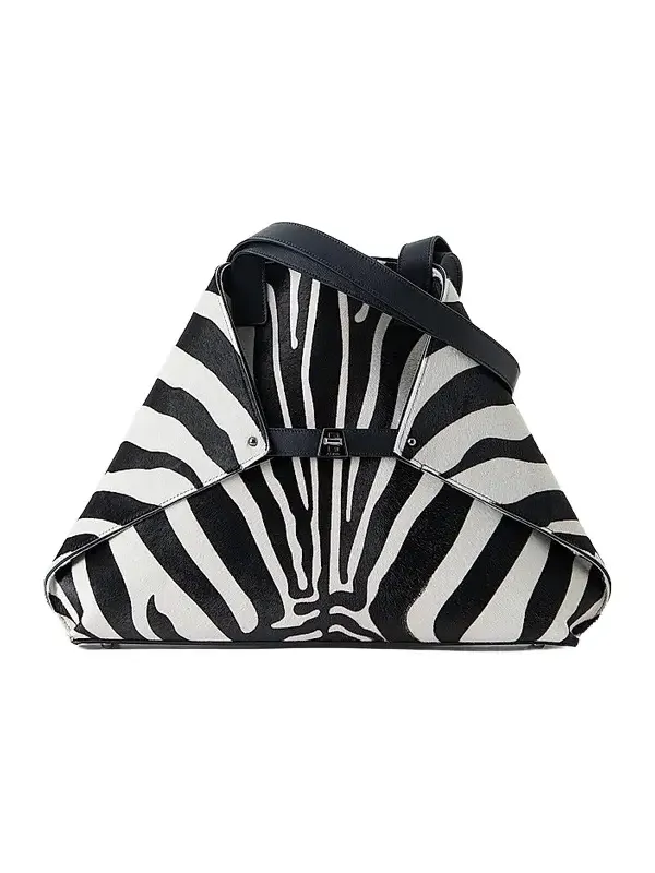 Akris Women's Ai Medium Zebra-Print Calf Hair Shoulder Tote