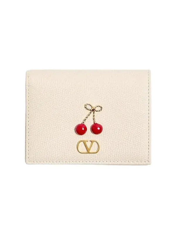 Women's Cherryfic Wallet in Grainy Calfskin - Light Ivory Women's Cherryfic Wallet in Grainy Calfskin - Light Ivory
