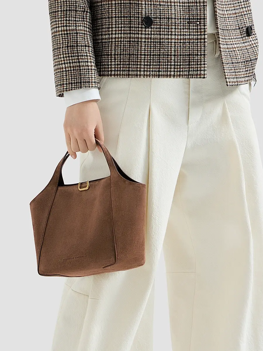 Brunello Cucinelli Women's Sartorial Small Bucket Bag in Suede - Caramel | Thumbnail 2 Brunello Cucinelli Women's Sartorial Small Bucket Bag in Suede - Caramel | Thumbnail 2
