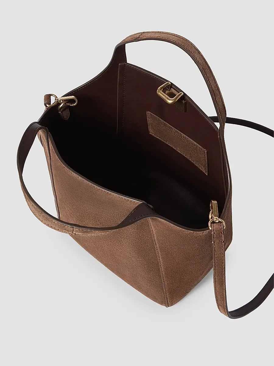 Brunello Cucinelli Women's Sartorial Small Bucket Bag in Suede - Caramel | Thumbnail 5 Brunello Cucinelli Women's Sartorial Small Bucket Bag in Suede - Caramel | Thumbnail 5