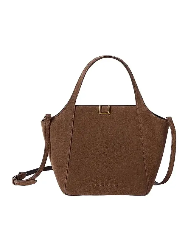 Women's Sartorial Small Bucket Bag in Suede - Caramel Women's Sartorial Small Bucket Bag in Suede - Caramel