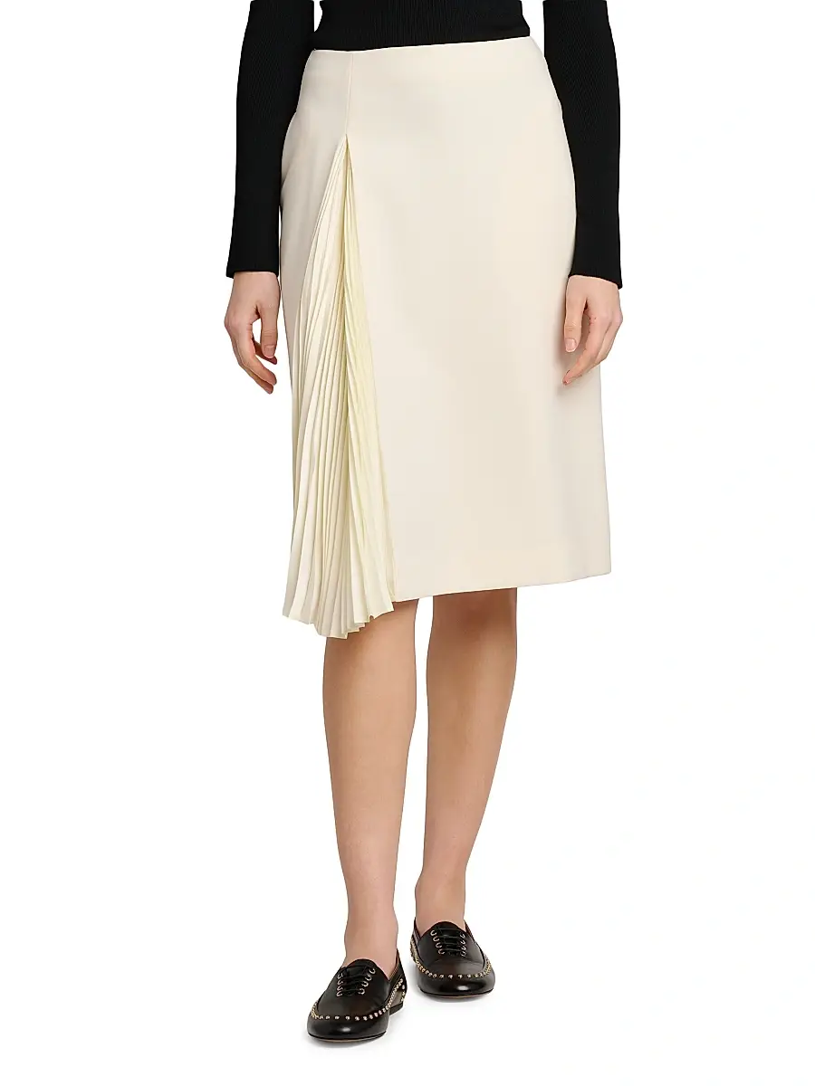 Jil Sander Women's Side-Pleat Wool Sable Pencil Skirt | Thumbnail 3 Jil Sander Women's Side-Pleat Wool Sable Pencil Skirt | Thumbnail 3