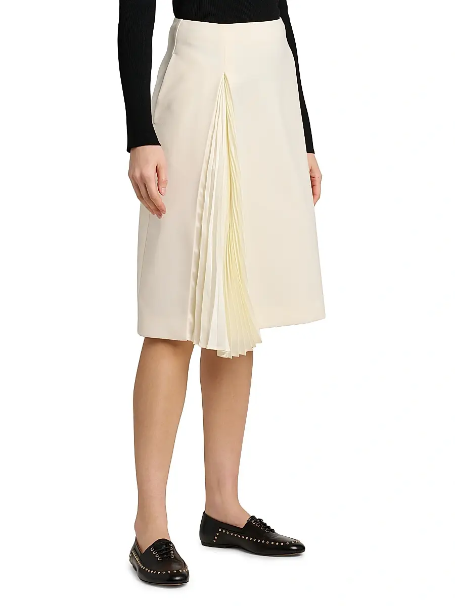 Jil Sander Women's Side-Pleat Wool Sable Pencil Skirt | Thumbnail 4 Jil Sander Women's Side-Pleat Wool Sable Pencil Skirt | Thumbnail 4