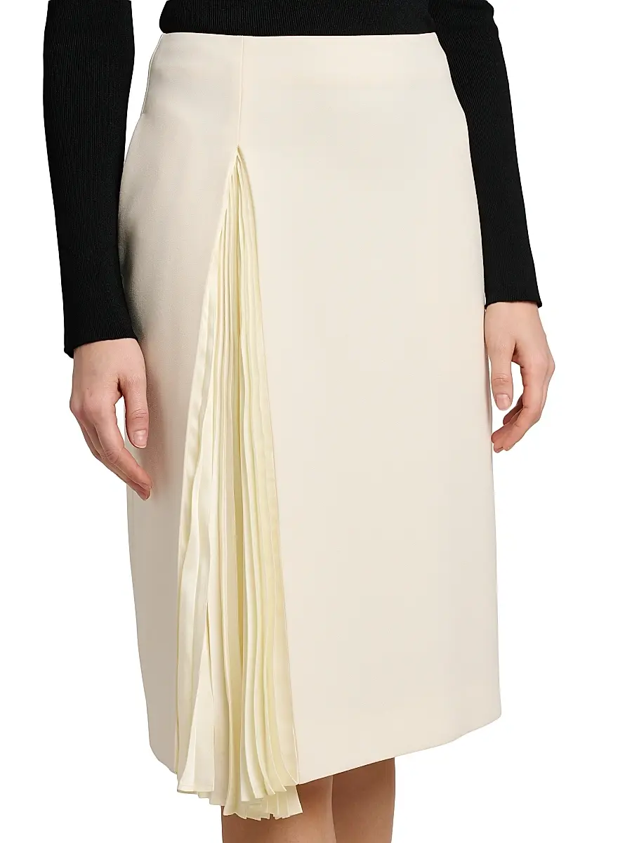 Jil Sander Women's Side-Pleat Wool Sable Pencil Skirt | Thumbnail 6 Jil Sander Women's Side-Pleat Wool Sable Pencil Skirt | Thumbnail 6