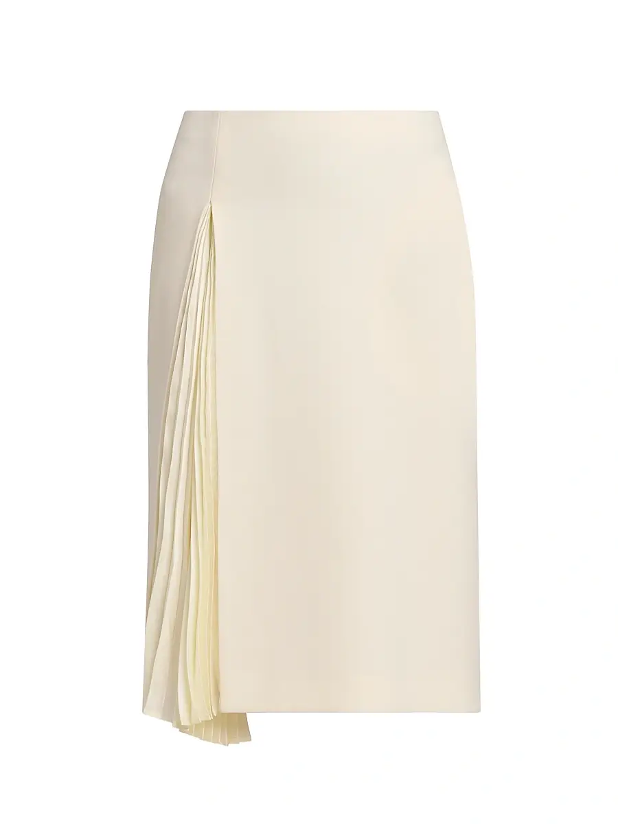 Jil Sander Women's Side-Pleat Wool Sable Pencil Skirt - Porcelain - Size 8 | Image 1 Jil Sander Women's Side-Pleat Wool Sable Pencil Skirt - Porcelain - Size 8 | Image 1