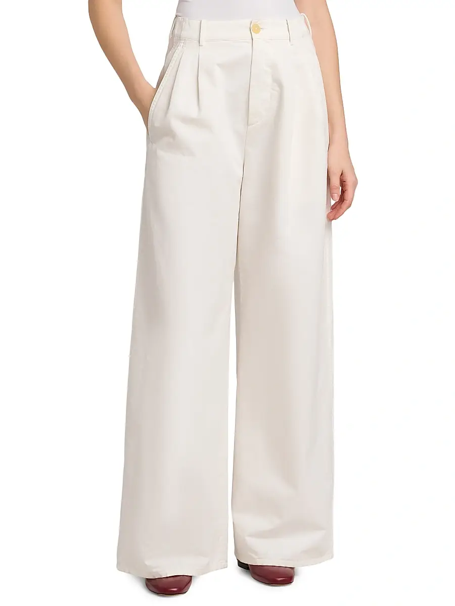 Jil Sander Women's Cotton Crease-Front Wide-Leg Trousers | Thumbnail 3