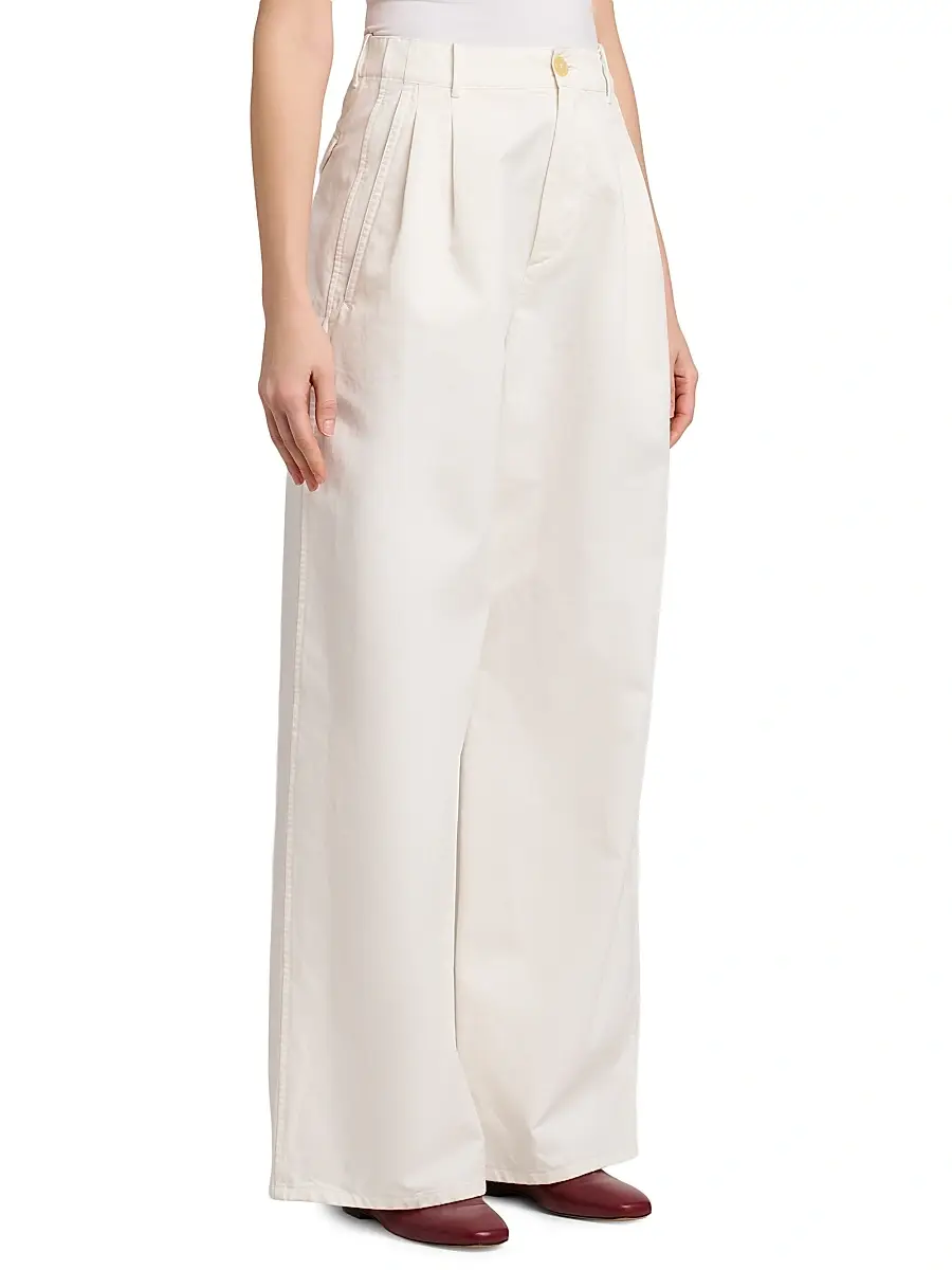 Jil Sander Women's Cotton Crease-Front Wide-Leg Trousers | Thumbnail 4