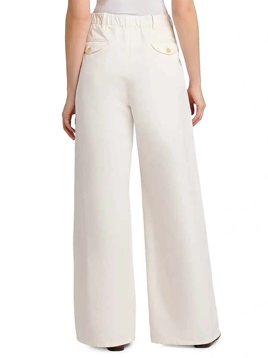 Jil Sander Women's Cotton Crease-Front Wide-Leg Trousers | Thumbnail 5